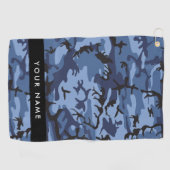 Serviette De Golf Camouflage bleu marine Votre nom Personnalisez (Horizontal)