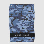 Serviette De Golf Camouflage bleu marine Votre nom Personnalisez (Devant)