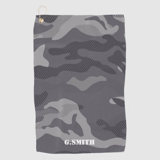 Serviette De Golf Camouflage de texture grise Camo Motif Camo (Devant)