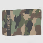 Serviette De Golf Camouflage de Woodland Camo Monogramme militaire k (Horizontal)