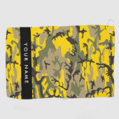 Serviette De Golf Camouflage jaune et vert Votre nom Personnalisez (Horizontal)
