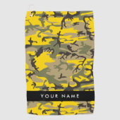 Serviette De Golf Camouflage jaune et vert Votre nom Personnalisez (Devant)