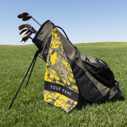 Serviette De Golf Camouflage jaune et vert Votre nom Personnalisez (Vert)