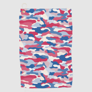 Serviette De Golf Camouflage rouge blanc et bleu