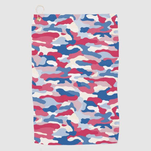 Serviette De Golf Camouflage rouge blanc et bleu (Devant)