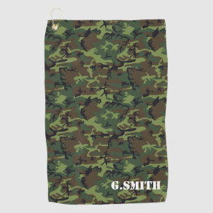 Serviette De Golf Camouflage vert Brown en bois. Camo ton