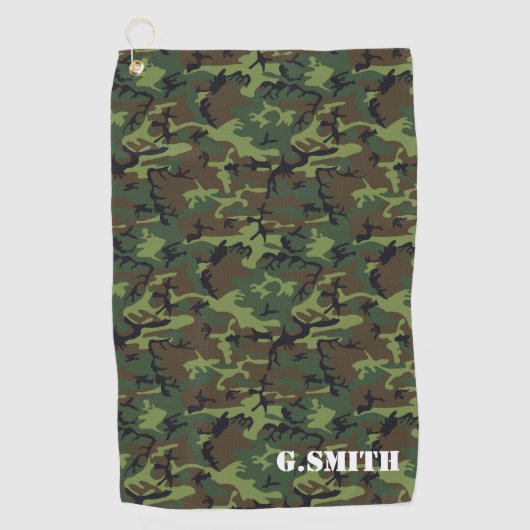 Serviette De Golf Camouflage vert Brown en bois. Camo ton (Devant)