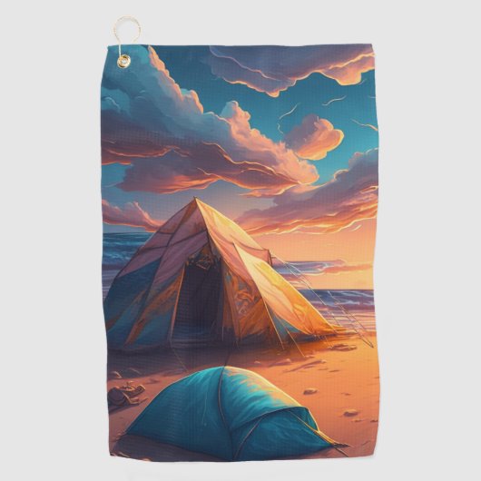 Serviette De Golf Camping au lever du soleil (Devant)