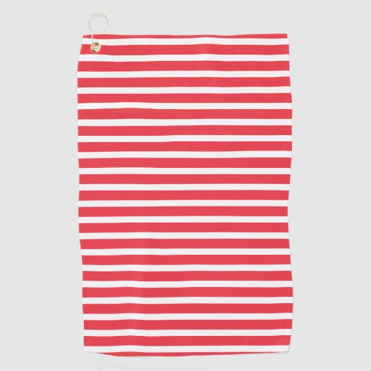 Serviette De Golf Cane à sucre rouge et blanc rayé horizontal simple (Devant)