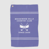 Serviette De Golf Canne de golf Modern Golfer Monogram Periwinkle (Devant)