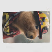 Serviette De Golf "Capybara à la Secourt : Pompier Extraordinair (Horizontal)