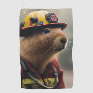 Serviette De Golf "Capybara à la Secourt : Pompier Extraordinair