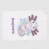 Serviette De Golf Caricature axolotl rose adorable (Horizontal)