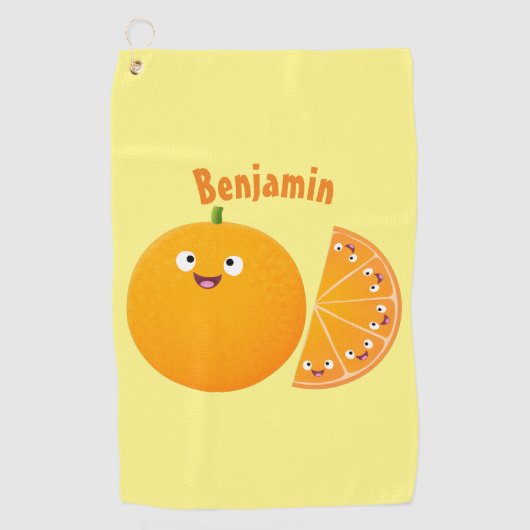 Serviette De Golf Caricature d'agrumes d'orange (Devant)