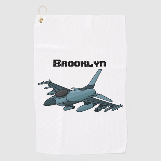 Serviette De Golf Caricature d'avion de chasse militaire (Devant)