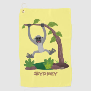 Serviette De Golf Caricature de bande de gibbon joyeux