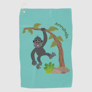Serviette De Golf Caricature de bébé gorille joyeux