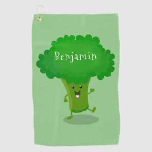 Serviette De Golf Caricature de brocoli dansant Cute kawaii