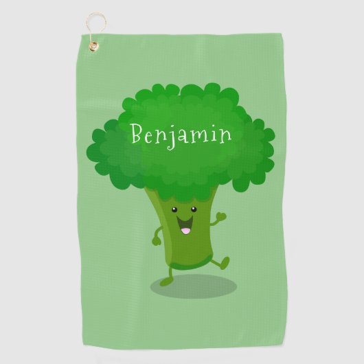 Serviette De Golf Caricature de brocoli dansant Cute kawaii (Devant)