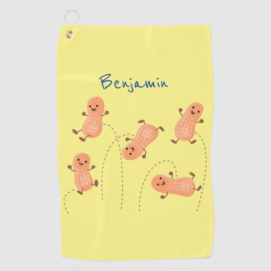 Serviette De Golf Caricature de cacahuètes joyeux sautillant (Devant)