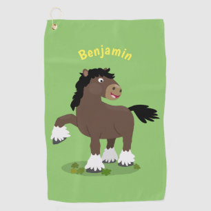 Serviette De Golf Caricature de cheval de trait de Cute Clydesdale