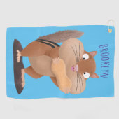 Serviette De Golf Caricature de chipmunk à grosses joues mignonnes (Horizontal)