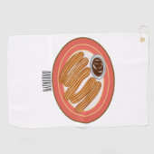 Serviette De Golf Caricature de Churro (Horizontal)
