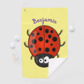 Serviette De Golf Caricature de coccinelle rouge joyeux (En situation)
