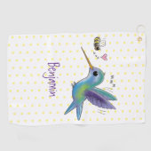 Serviette De Golf Caricature de colibri d'abeille mignonne (Horizontal)