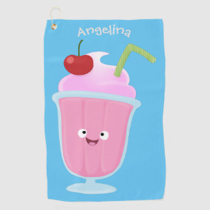 Serviette De Golf Caricature de crème glacée de fraise mignonne