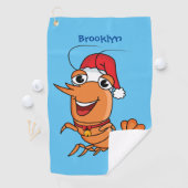 Serviette De Golf Caricature de crevettes de Noël joyeux (En situation)