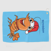 Serviette De Golf Caricature de crevettes de Noël joyeux (Horizontal)