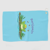 Serviette De Golf Caricature de grenouille vert mignon (Horizontal)