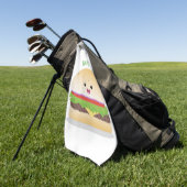 Serviette De Golf Caricature de hamburger kawaii joyeux (Vert)