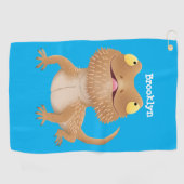 Serviette De Golf Caricature de lézard de dragon à barbe (Horizontal)