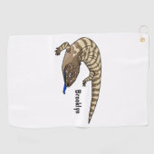 Serviette De Golf Caricature de lézard rouge (Horizontal)