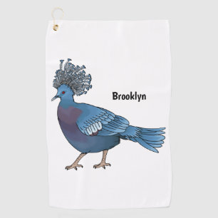 Serviette De Golf Caricature de l'oiseau pigeon couronné Victoria