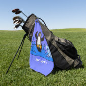 Serviette De Golf Caricature de manchot joyeux sautant (Vert)