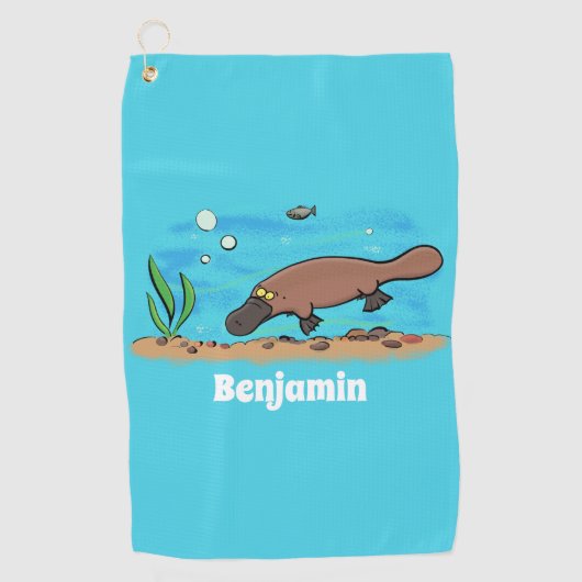 Serviette De Golf Caricature de natation de Cute platypus (Devant)