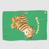 Serviette De Golf Caricature de petit tigre joyeux (Horizontal)