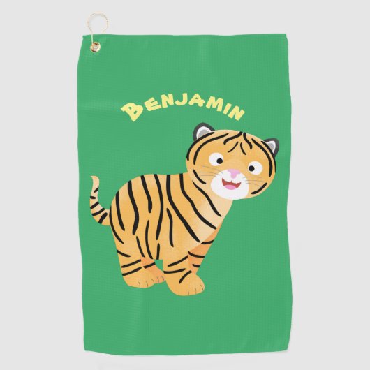 Serviette De Golf Caricature de petit tigre joyeux (Devant)