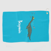 Serviette De Golf Caricature de plesiosaure, monstre marin mignon et (Horizontal)