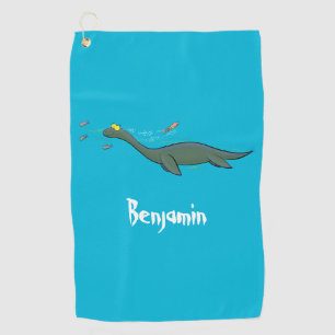 Serviette De Golf Caricature de plesiosaure, monstre marin mignon et