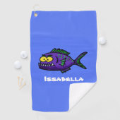 Serviette De Golf Caricature de poisson de Piranha (En situation)