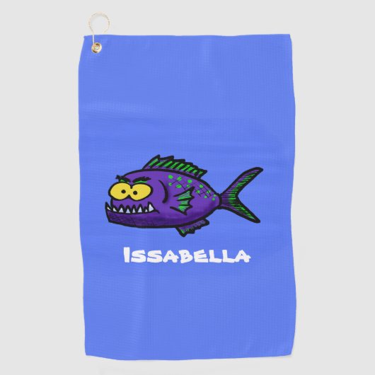 Serviette De Golf Caricature de poisson de Piranha (Devant)