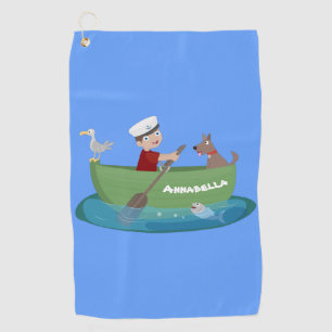 Serviette De Golf Caricature de voilier et de canot à rames garçon m