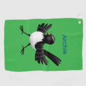 Serviette De Golf Caricature de Willie Wagtail australienne personna (Horizontal)