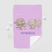 Serviette De Golf Caricature d'écureuils marrants (En situation)