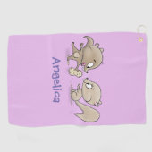 Serviette De Golf Caricature d'écureuils marrants (Horizontal)
