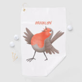Serviette De Golf Caricature d'oiseau rouge chantant mignon (En situation)